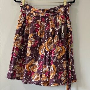 Floral A-Line Skirt in Purple and Orange Waist 14 inches run small 100% cotton